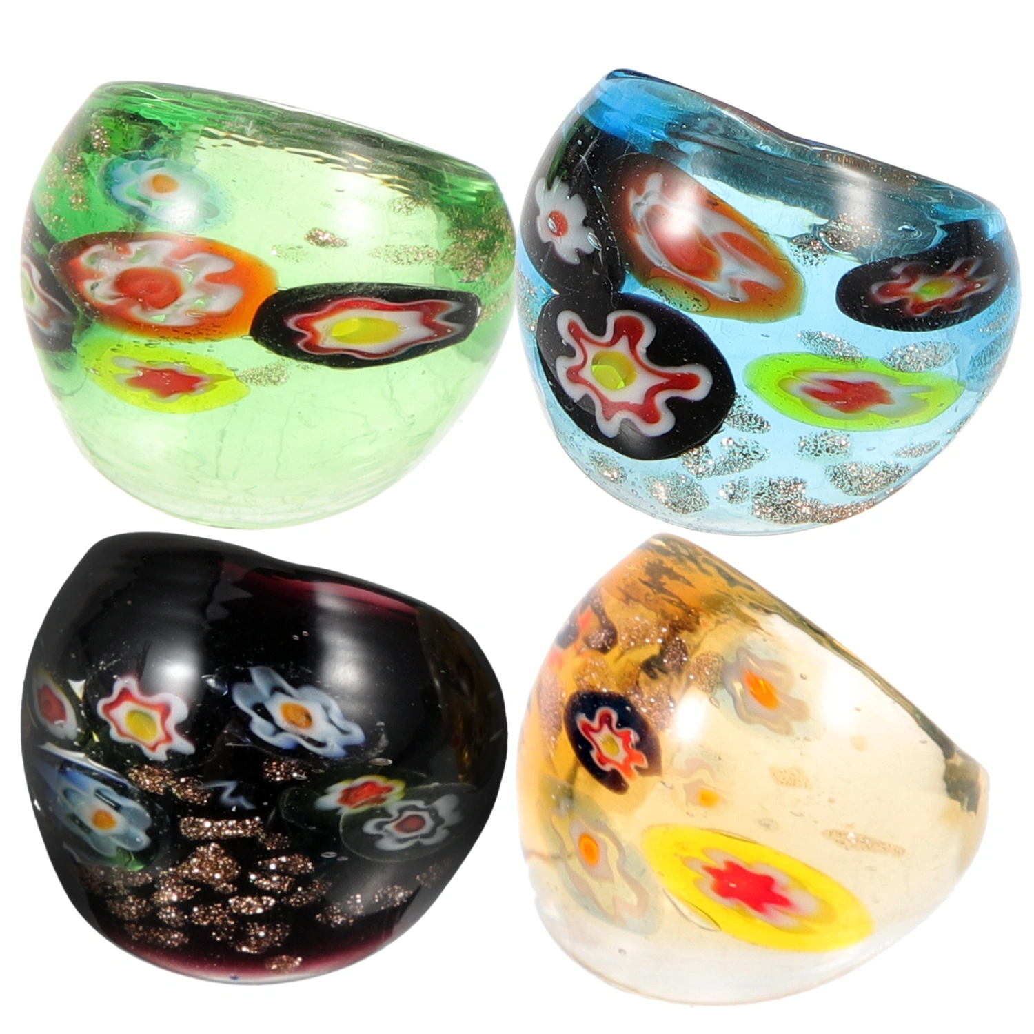 4 pcs Glass Rings Decorative Glass Finger Rings Women Glass Rings Personalized Glass Rings