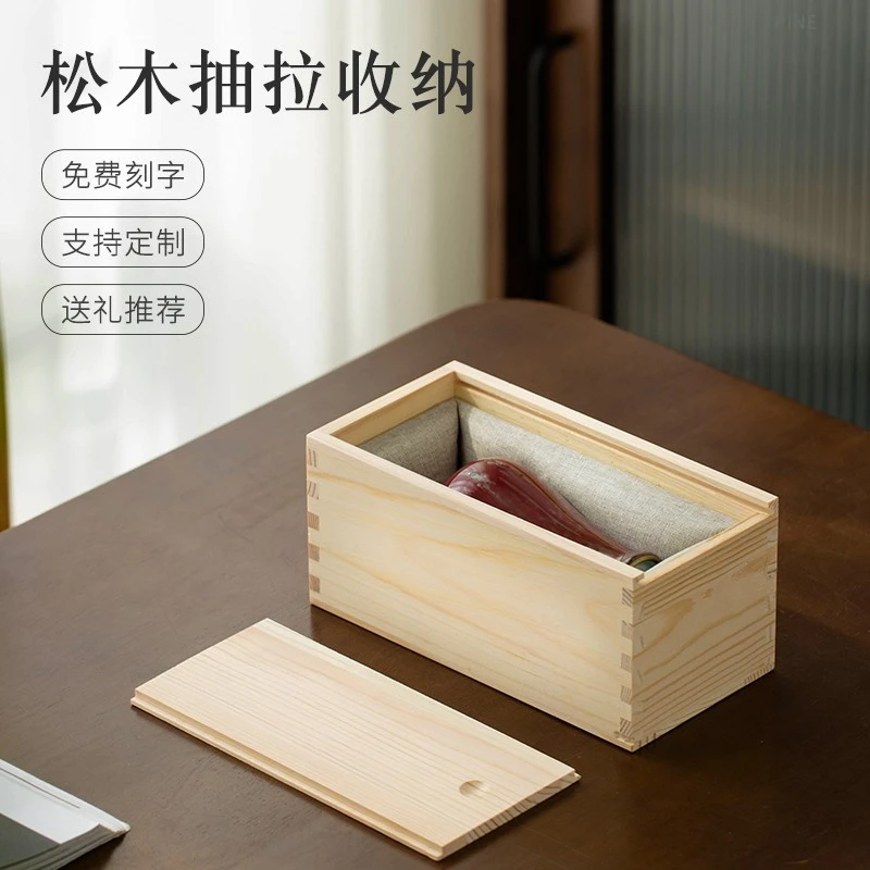 Wooden Box Wooden Tool Box Photo Storage Box Jewelry Sliding-lid Wooden Box