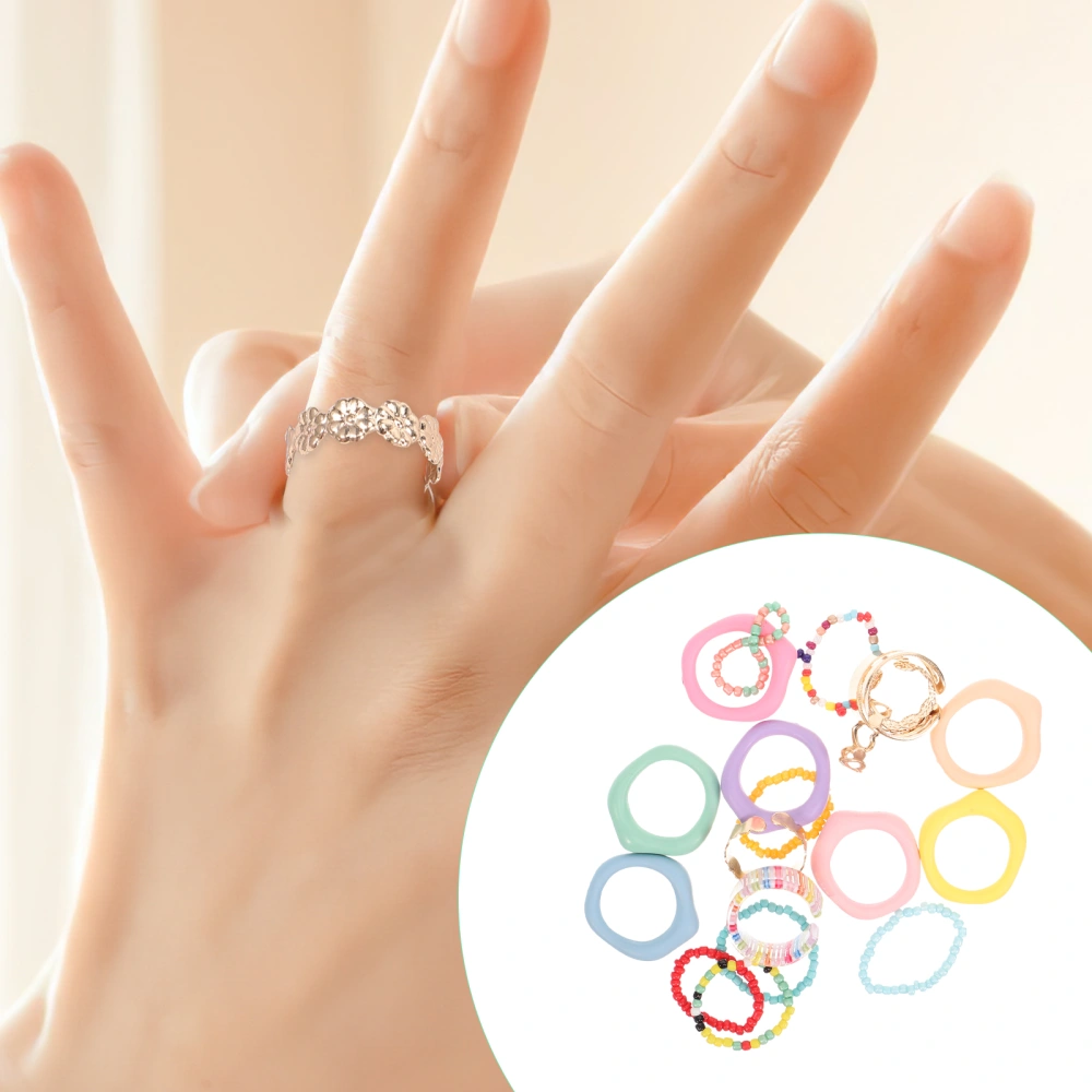 20pcs Lovely Rings Colorful Finger Rings Resin Ring Knuckle Ring Women Girls Rings