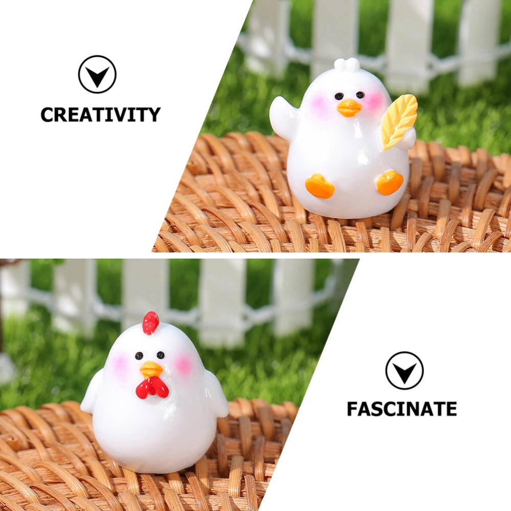 8pcs Miniature Chick Figures Garden Micro Landscape Chick Statues Resin Chicks