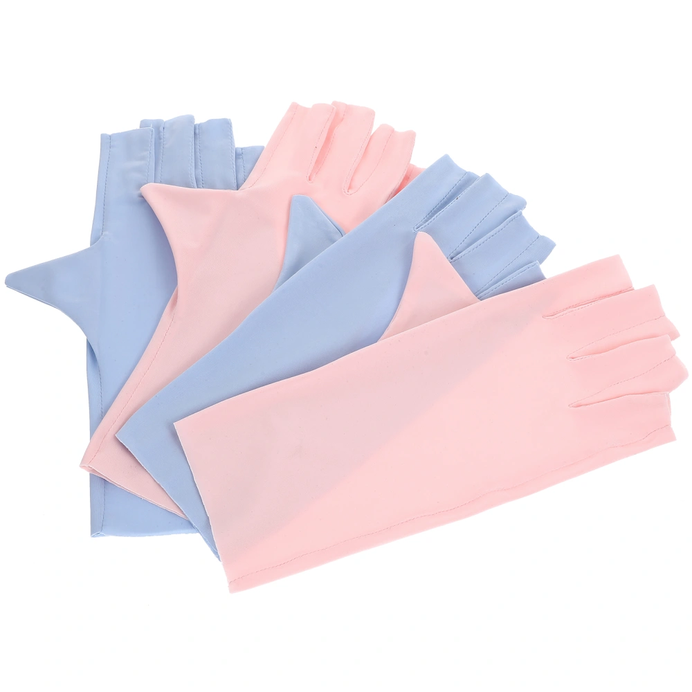 2 Pairs UV Nail Gloves Salon Anti UV Manicure Gloves UV Protection Fingerless Gloves