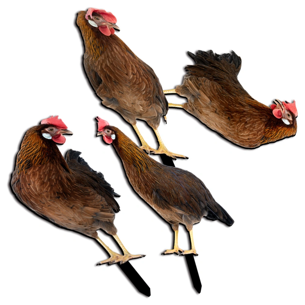 4Pcs Garden Lifelike Chicken Stake Chicken Stake Signs Yard Scene Layout Chick Stakes