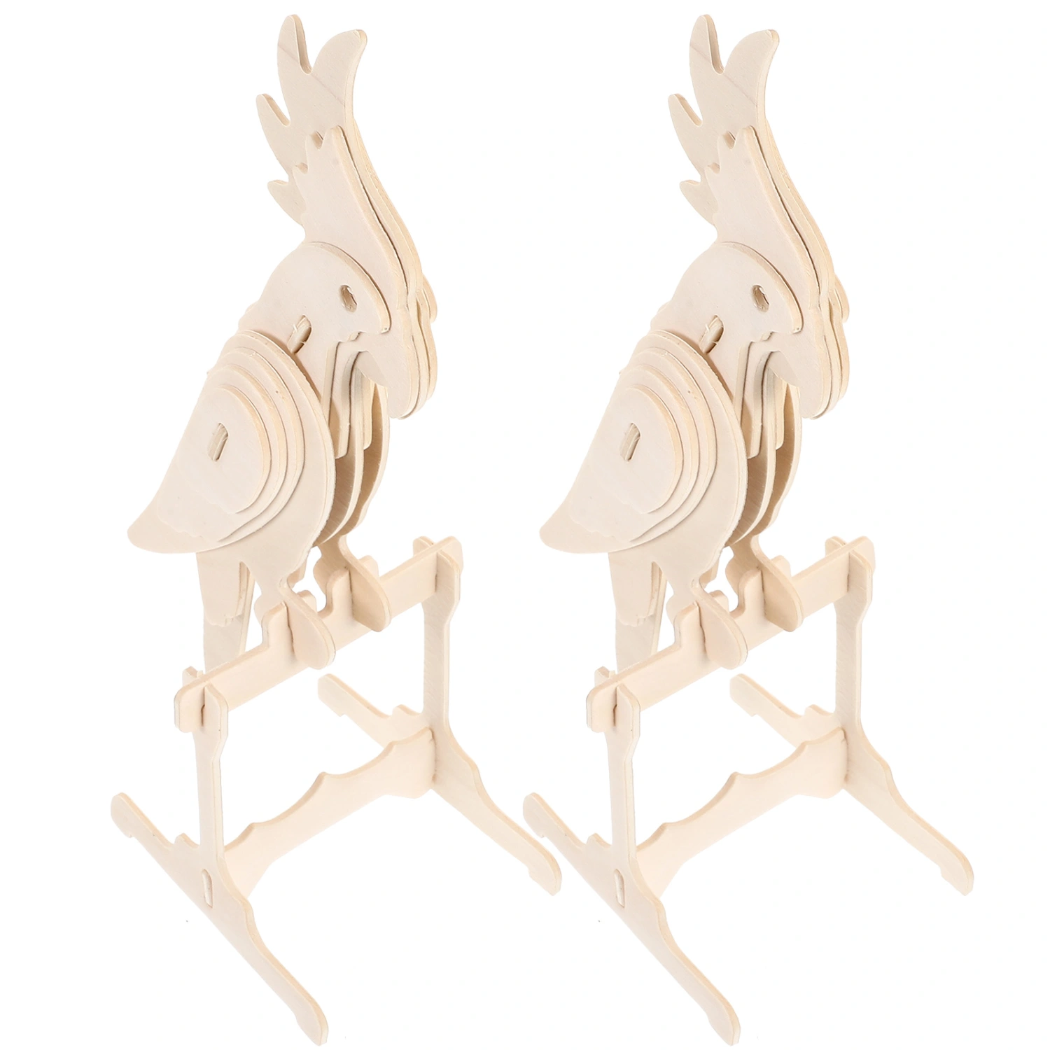 2pcs Animal Puzzle Toys Interactive Puzzle Jigsaws DIY Wooden Animal Puzzles(Parrot Type)