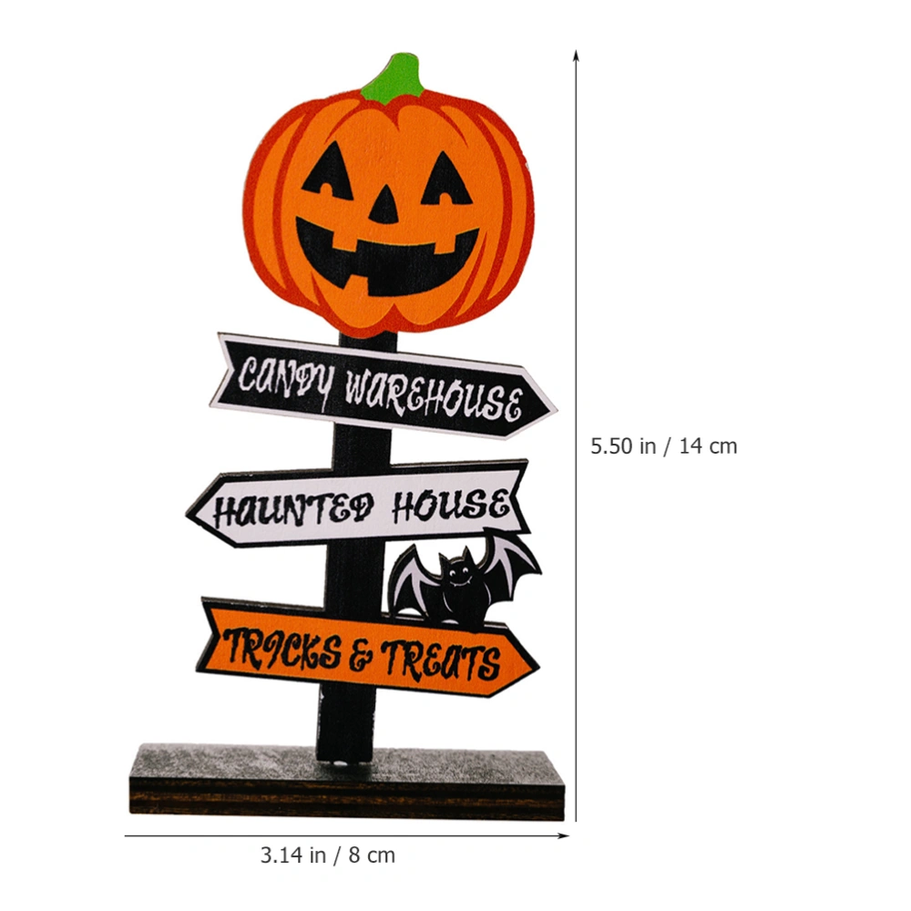 2pcs Halloween Wooden Ghost Pumpkin Sign Halloween Table Decoration Wooden Sign for Home Party Tabletop