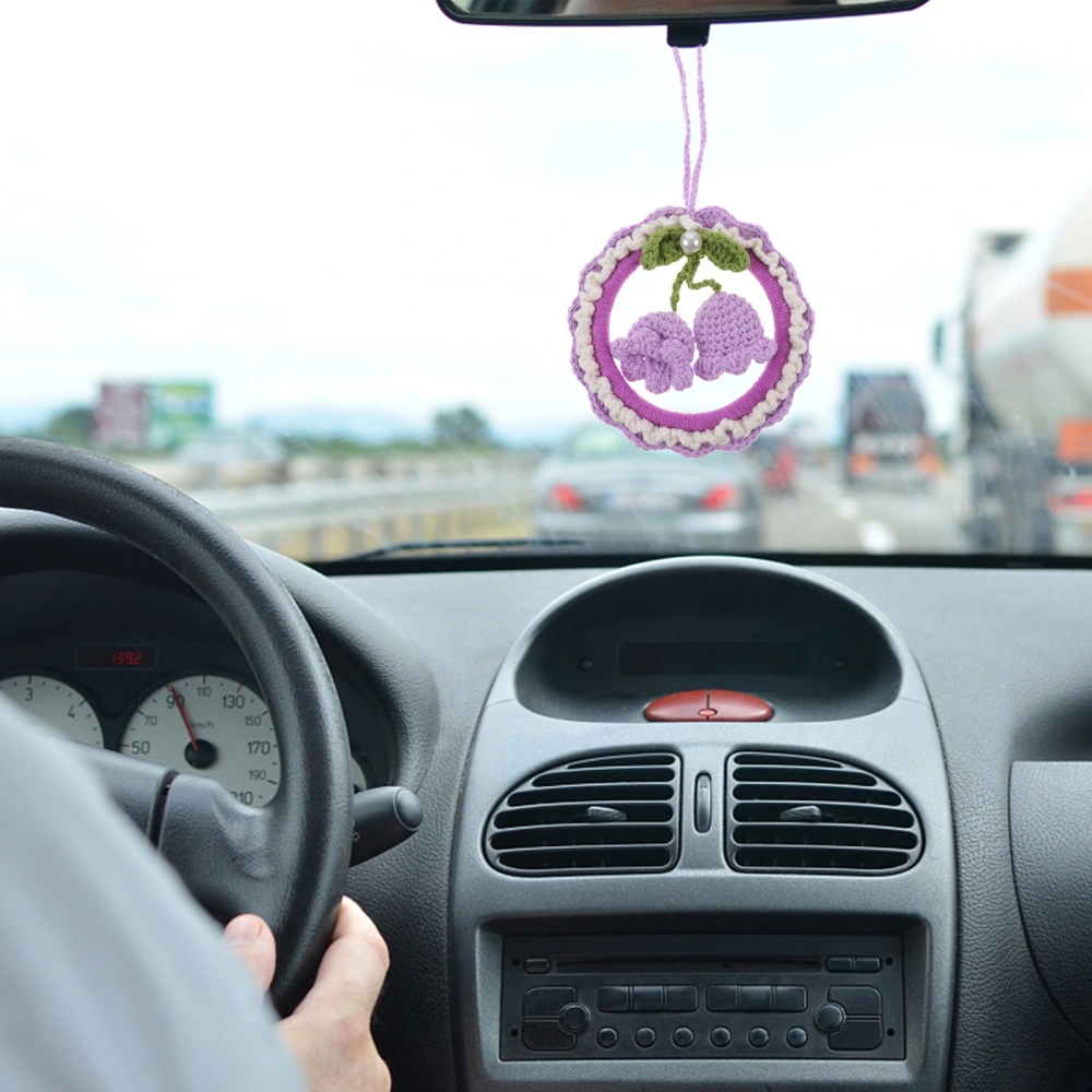 Car Hanging Ornament Flower Shape Knitting Car Mirror Hanging Decoration