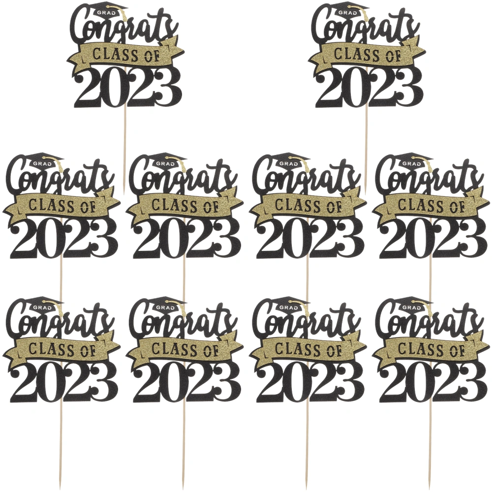 10pcs Class Of 2023 Congrats Grad Party Cake Picks Cupcake Toppers Cake Insert Picks