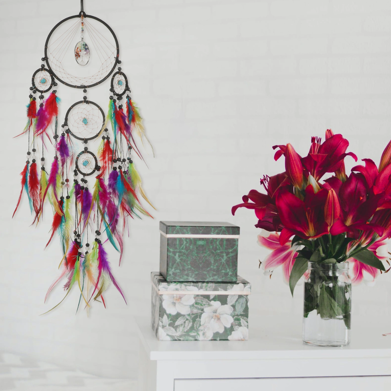 Dream Catcher Bedroom Dream Catcher Pendant Wall Hanging Colorful Plume Dream Catcher