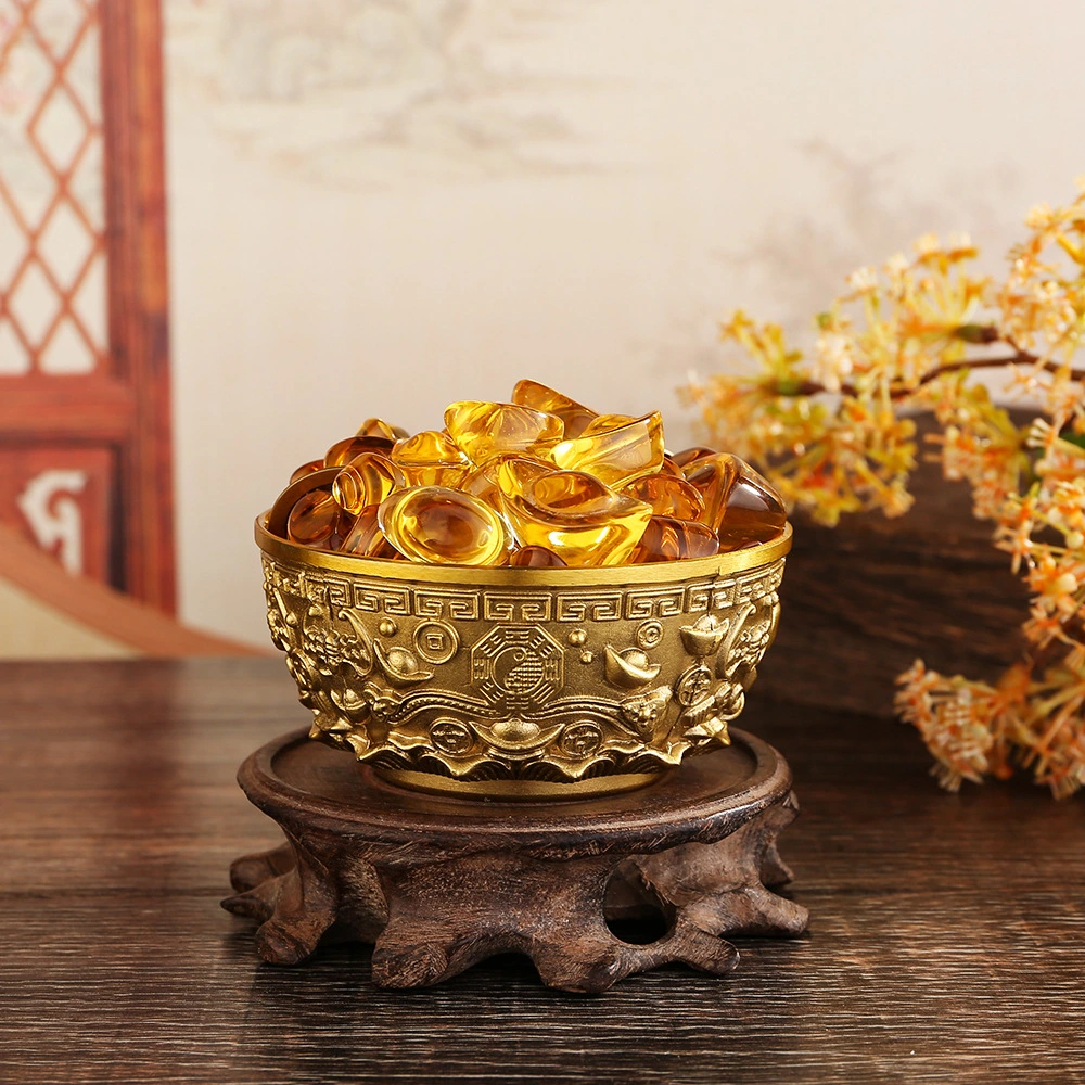 Brass Fortune Bowl Decorative Brass Fortune Basin Home Tabletop Adornment Brass Bowl Decor