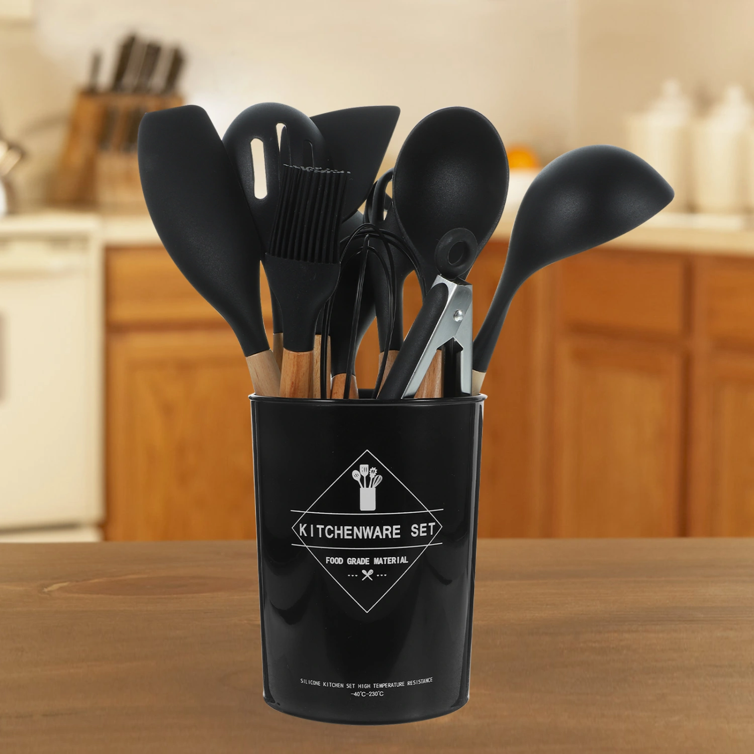 1 Set Kitchen Utensil Set Natural Wooden Handles Cooking Baking Tool Kitchen Gadgets