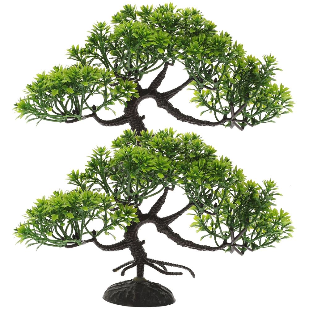 2Pcs Aquarium Bonsai Fish Tank Artificial Pine Tree Plant Aquarium Decoration Fish Tank Plant