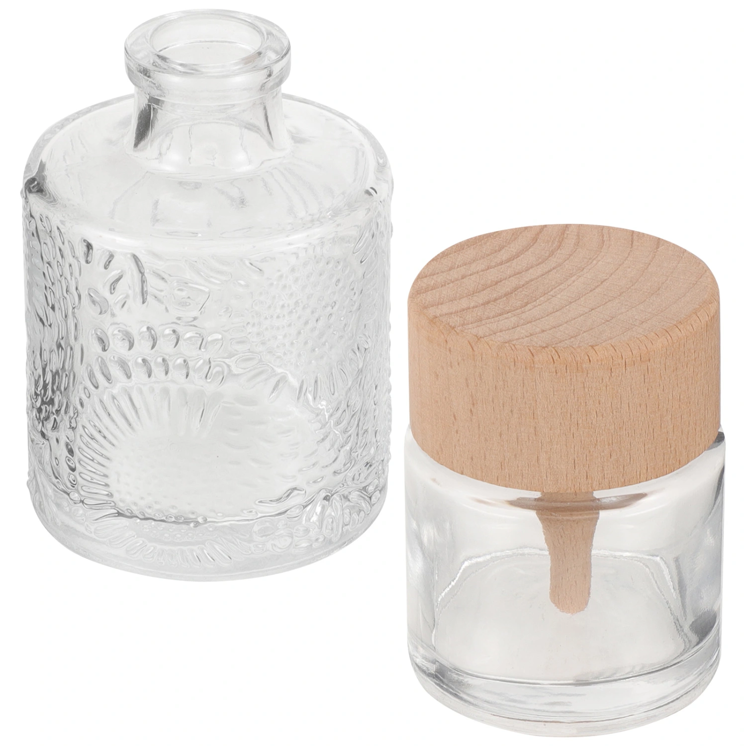 2pcs Clear Aromatherapy Diffuser Glass Decorative Aroma Bottles Home Office Reed Diffuser