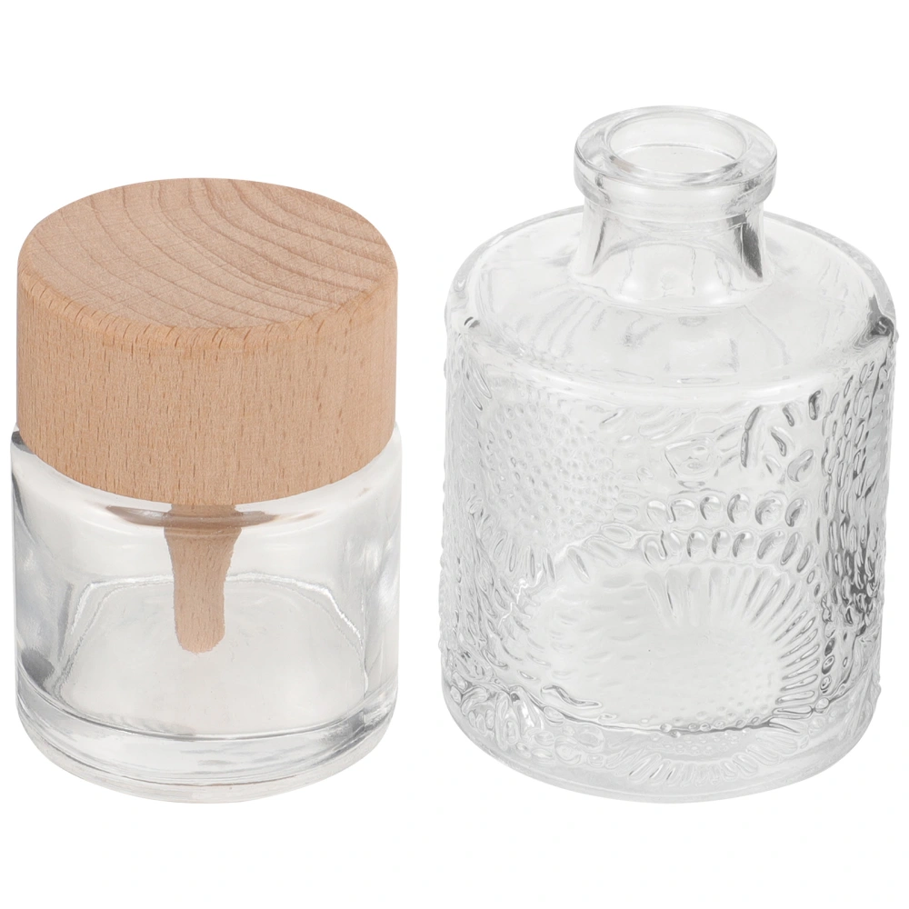 2pcs Clear Aromatherapy Diffuser Glass Decorative Aroma Bottles Home Office Reed Diffuser