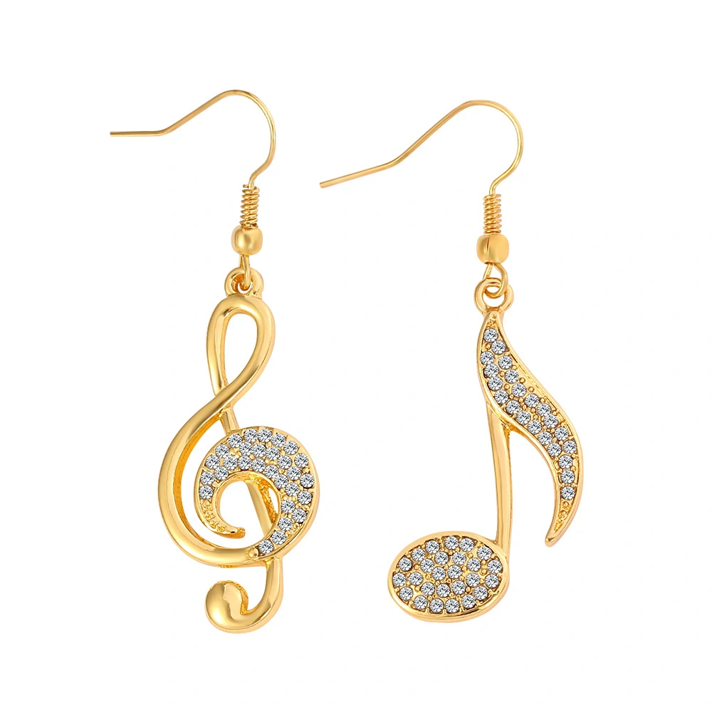 1 Pair Rhinestone Note Earrings Asymmetric Earrings Sparkling Earrings Personalized Earrings