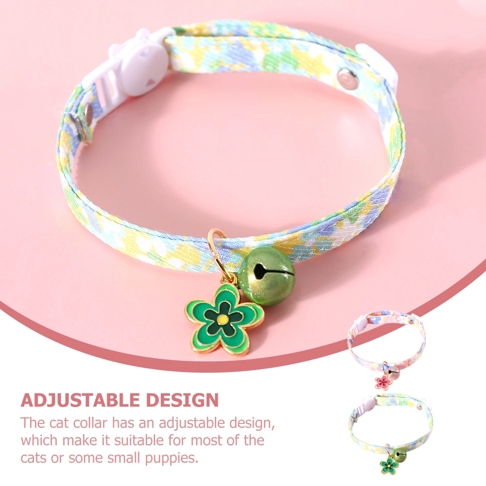 2pcs Cute Cat Collar Flower Bell Pendant Cat Collar Cat Gift Cartoon Adjustable Collar for Dog