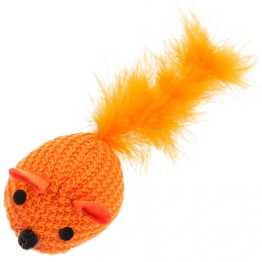 Knitted Plumage Mouse Teasing Cat Toy Soft Plush Mouse Cat Interactive Toy