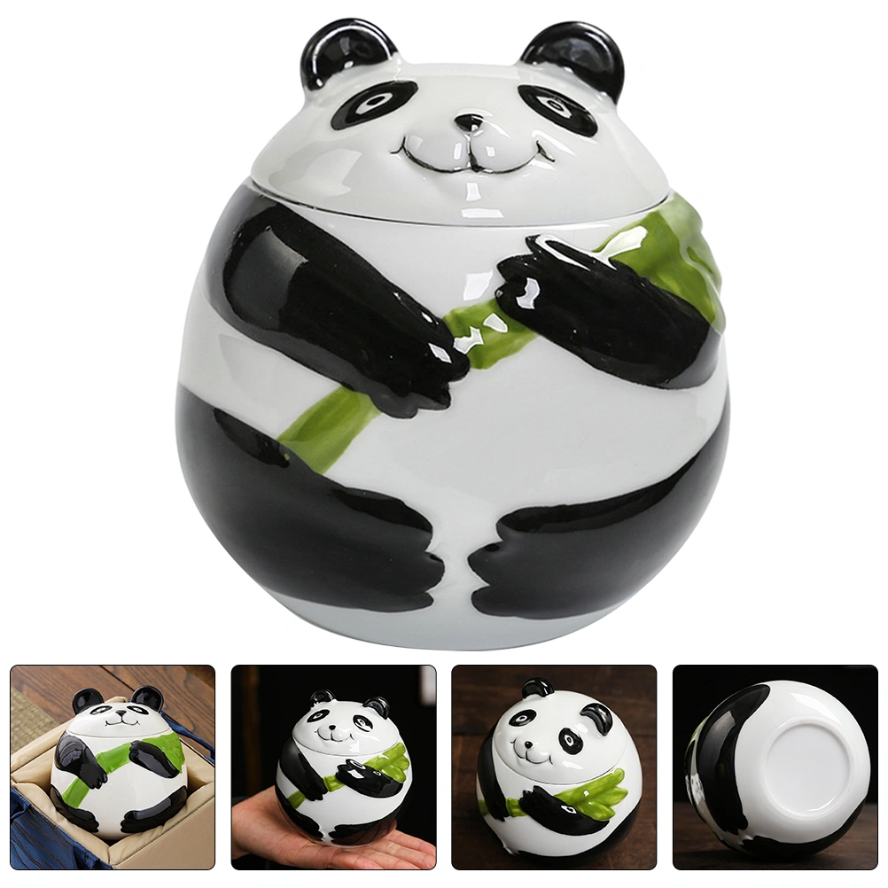 Cartoon Panda Loose Tea Jar Ceramic Panda Teas Container Panda Sealed Tea Can Loose Tea Jar