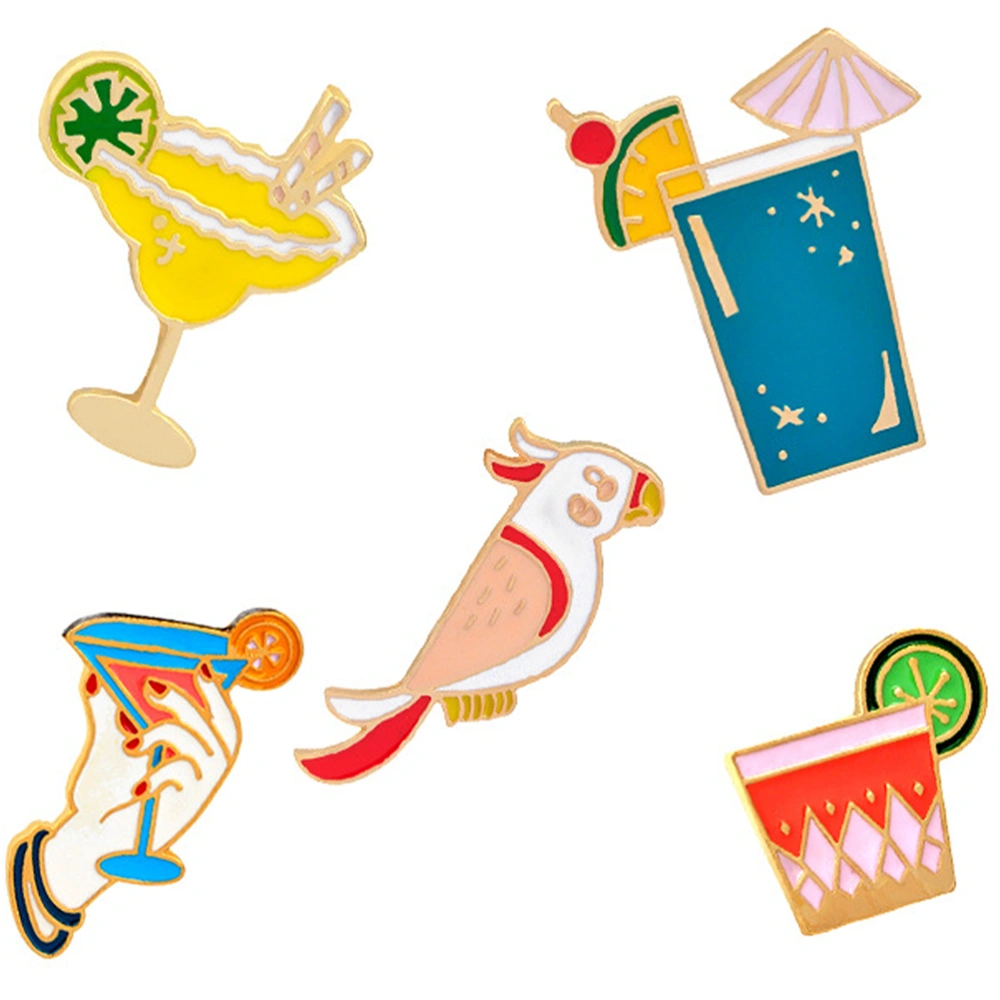 5Pcs Hawaii Brooches Alloy Clothes Brooch Pin Women Brooch Ornaments Clothes Brooches