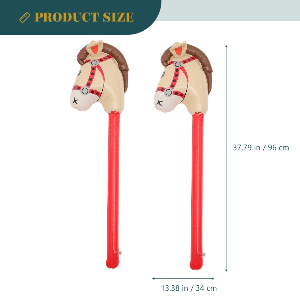 Party Cheering Prop Inflatable Horse's Head Stick Cheering Favor Inflatable Horse's Head Rod