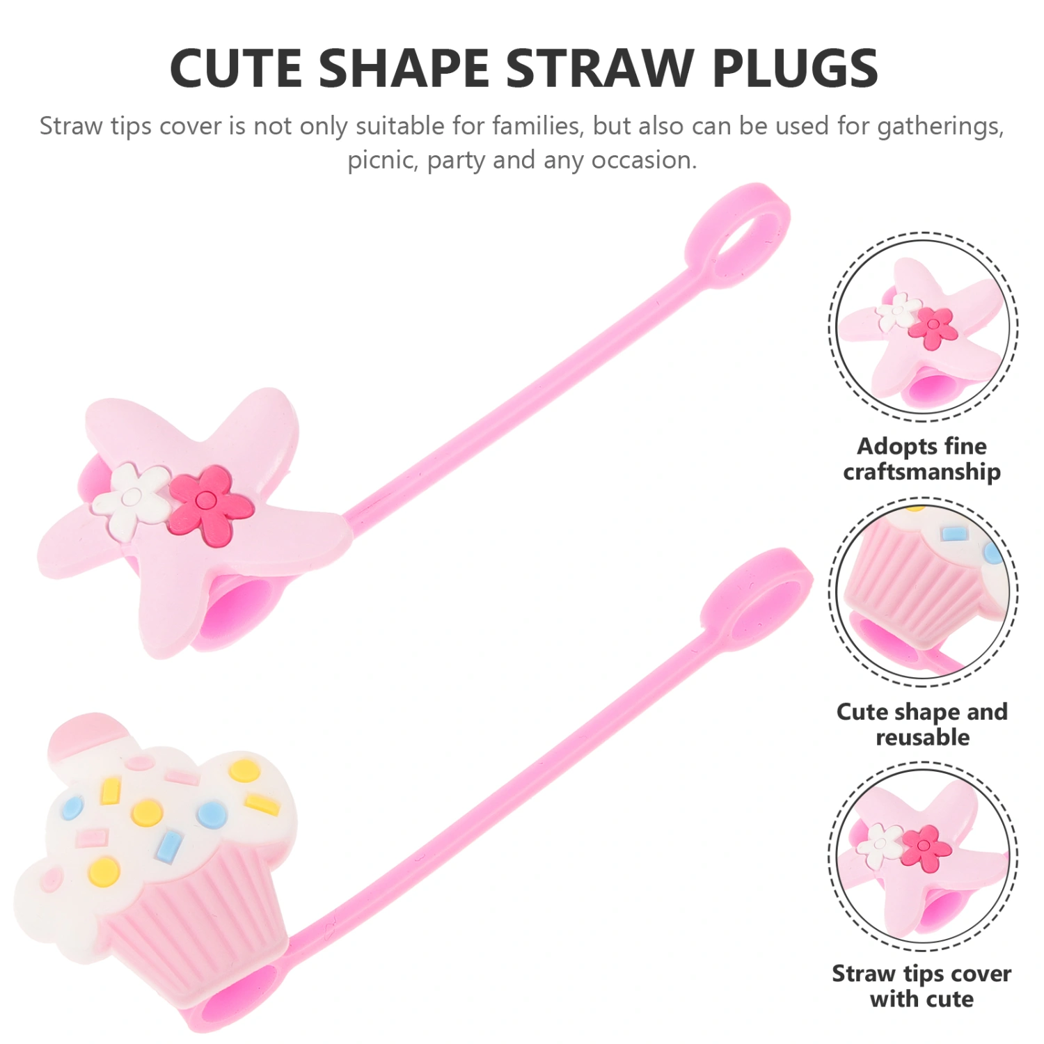 10Pcs Drinking Straw Covers Reusable Straw Caps Straw Decorative Caps Straw Supply
