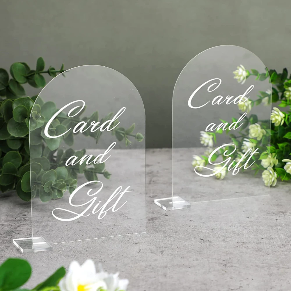 5 Sets Acrylic Wedding Signs Ceremony and Reception Blank DIY Table Sign with Bases