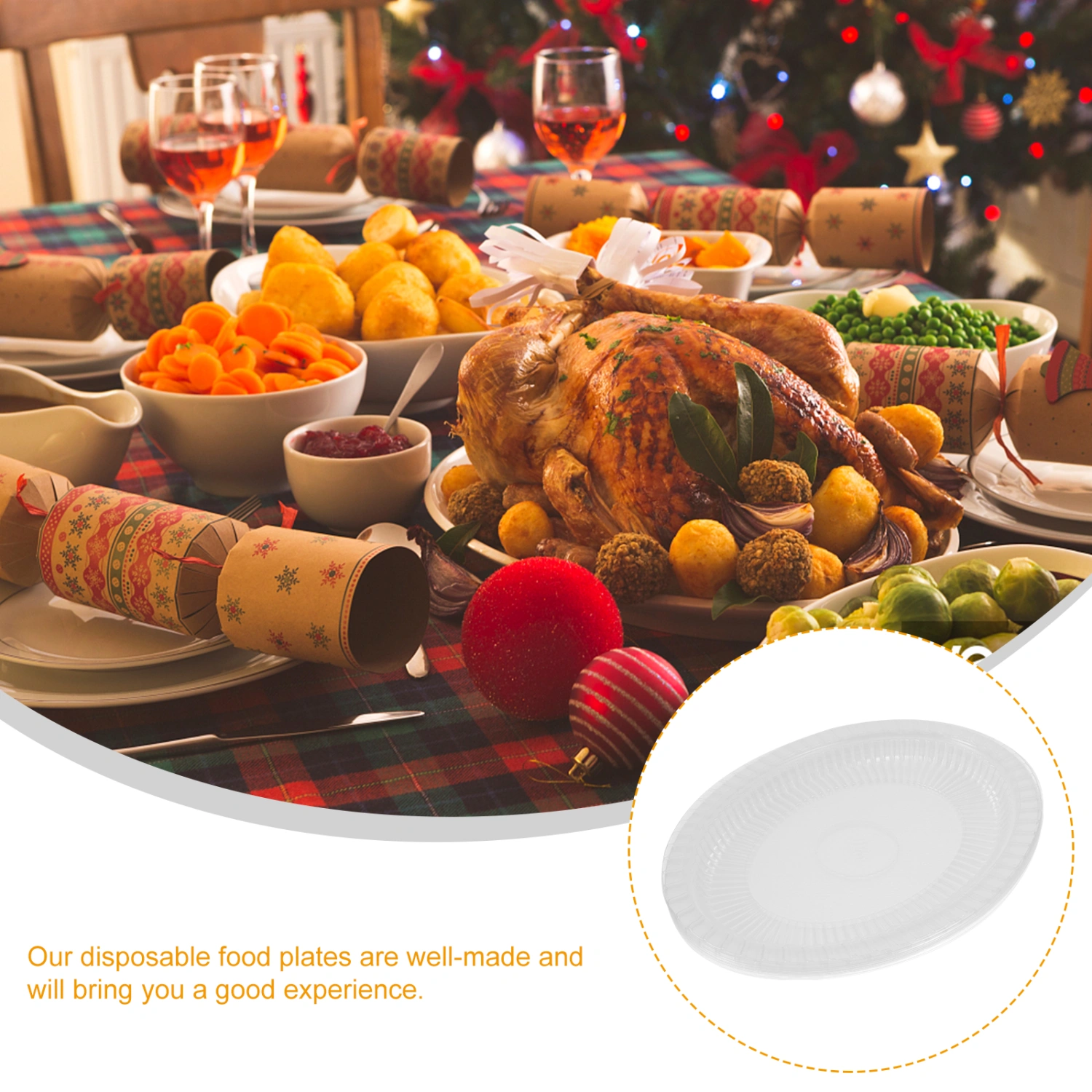 10Pcs Transparent Food Plates Disposable Party Plates Stackable Food Plates Grilled Food Plates BBQ Plates