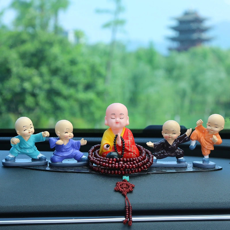 1 Set Nodding Head Monk Figure Car Dashboard Decoration Buddha Monk Statue