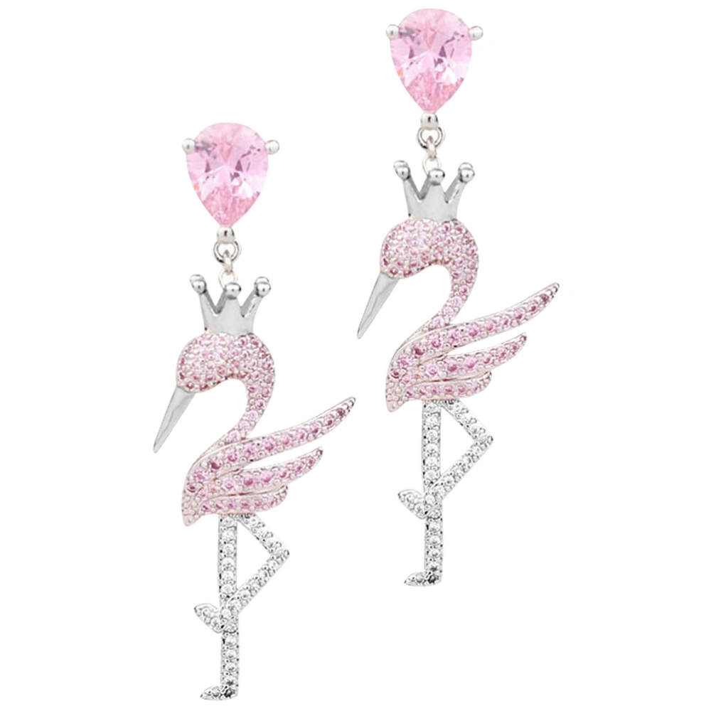 1 Pair Flamingo Earrings Dangle Earrings Sparkly Dangling Earrings Women Summer Jewelry