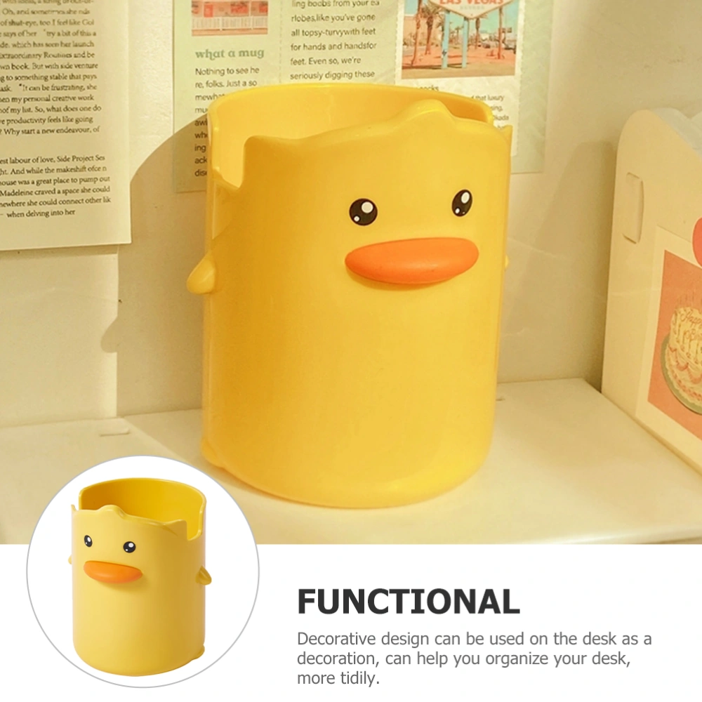 Desk Pen Holder Cute Cartoon Duck Pencil Organizer Makeup Brush Holder Stationery Container