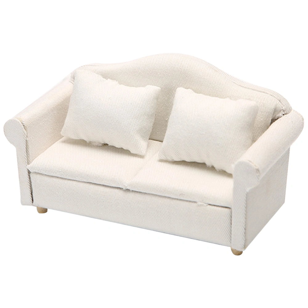 Doll House Miniature Sofa Model Mini Couch Miniature Sofa With Pillows for 1/12 Doll House