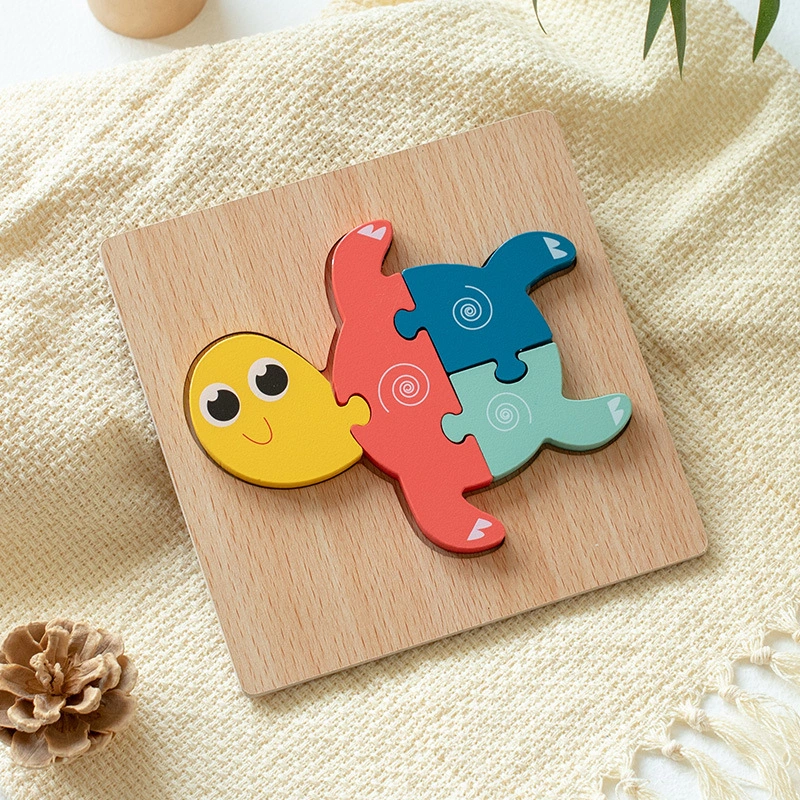 5pcs Wooden Cube Puzzle Toy with Storage Tray Cartoon Puzzles Toy Educational Toy