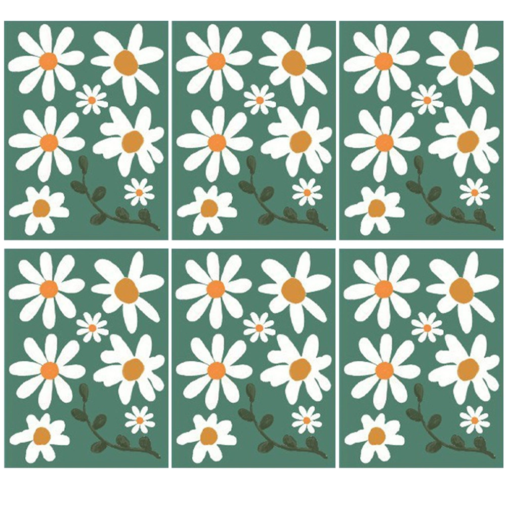 6 Sheets Decorative Daisy Wall Stickers Daisy Flower Wall Stickers PVC Flower Wall Decals