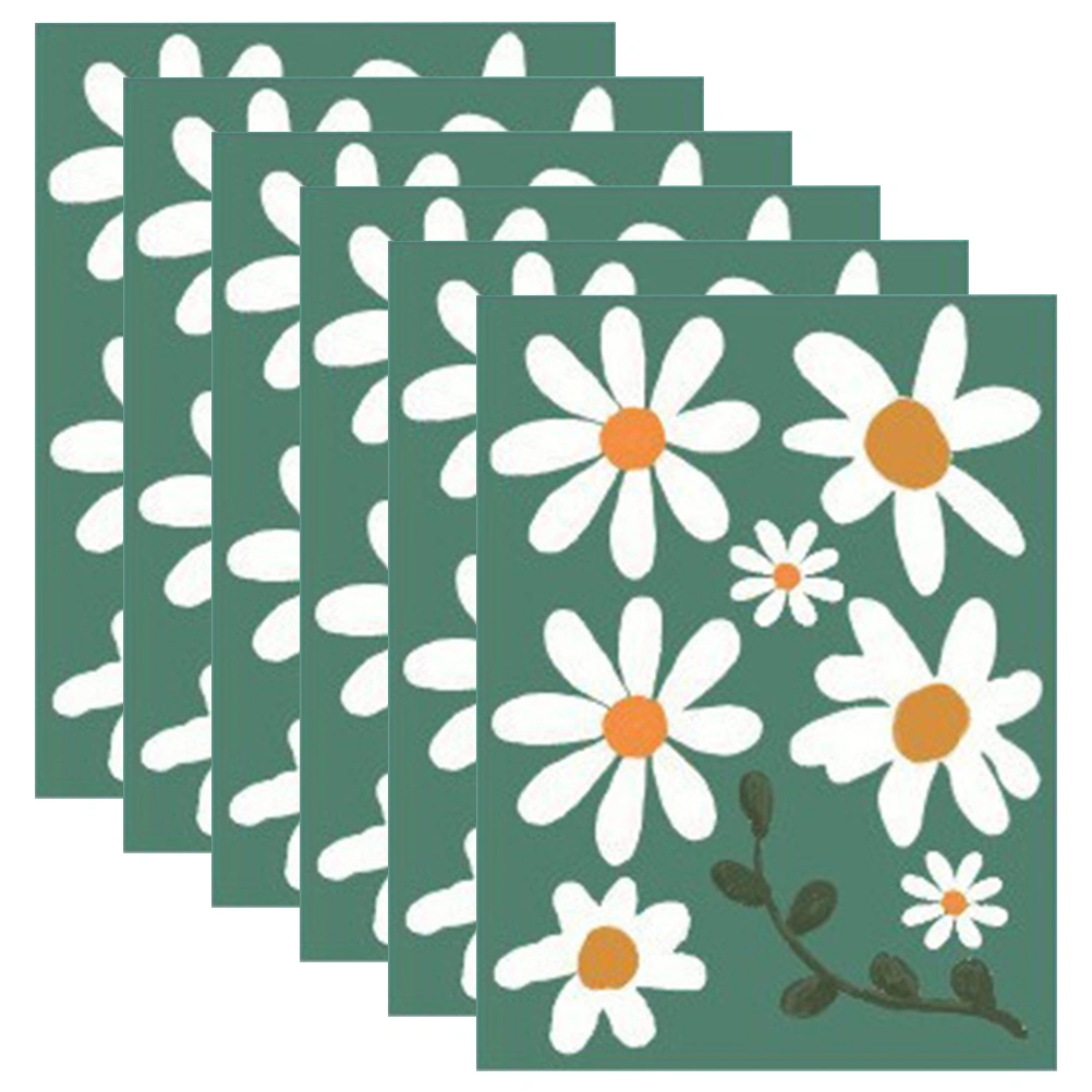 6 Sheets Decorative Daisy Wall Stickers Daisy Flower Wall Stickers PVC Flower Wall Decals