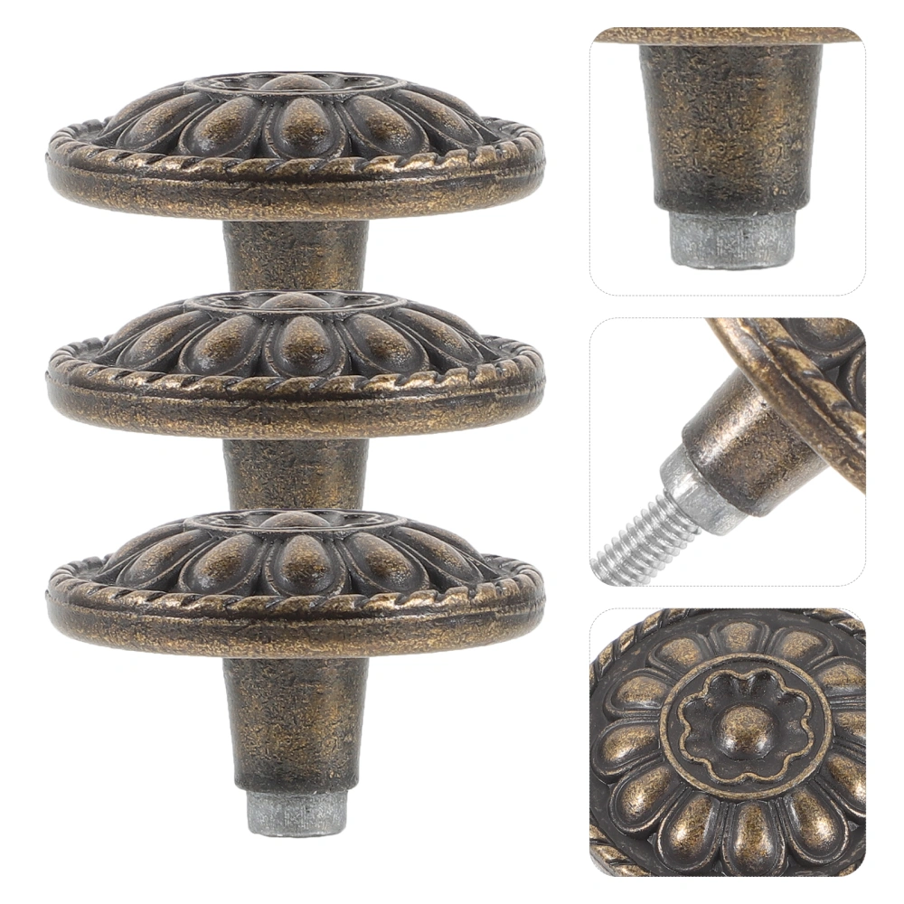 3 pcs Vintage Cabinet Knobs Round Drawer Knobs Decorative Dresser Knobs Kitchen Cabinet Knobs