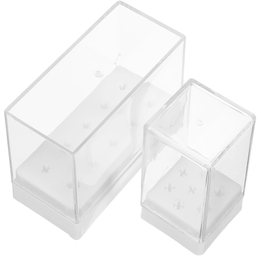 2 pcs Multi-hole Nail Drill Bits Stand Nail Drill Bits Storage Boxes Nail Bits Display Boxes