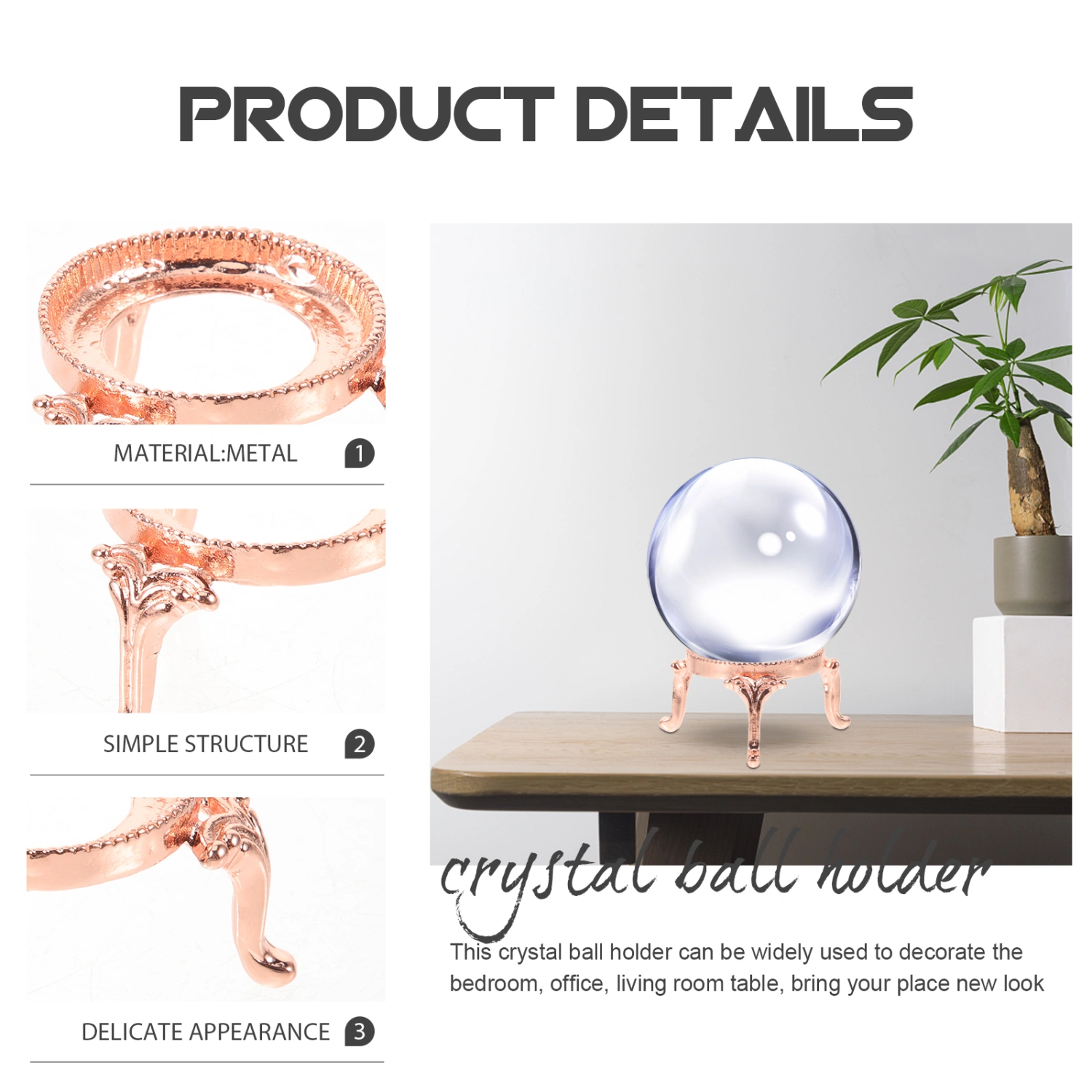 2 pcs Crystal Ball Stand Desktop Crystal Sphere Stand Metal Crystal Ball Display Stand