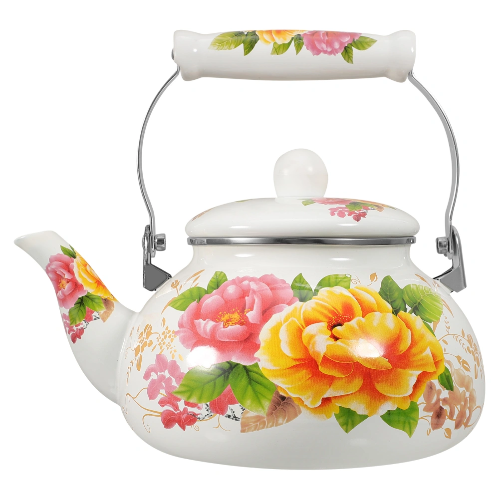 Enamel Tea Kettle Vintage Enamel Tea Kettle Floral Enamel Teapot with Handle