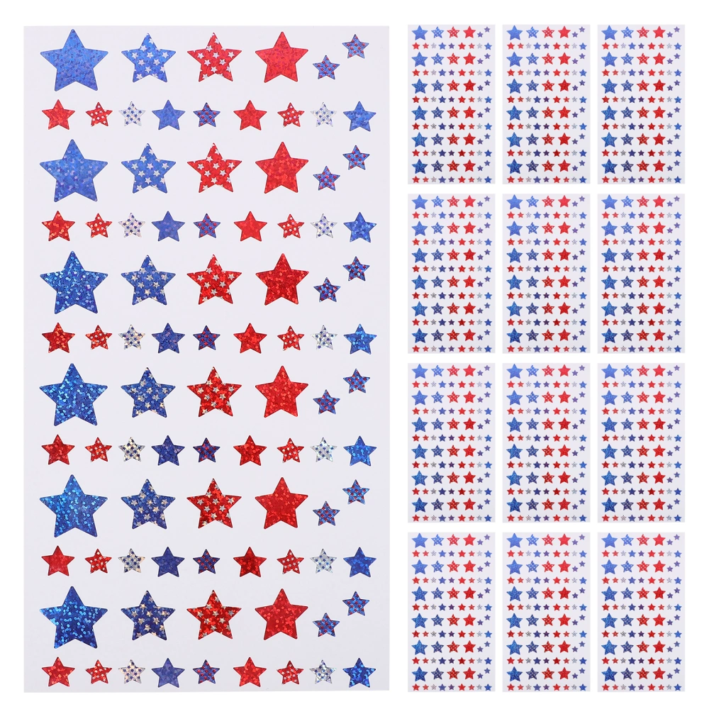 20 Sheets of Sparkle Star Stickers Shiny Star Stickers Five-pointed Star Stickers