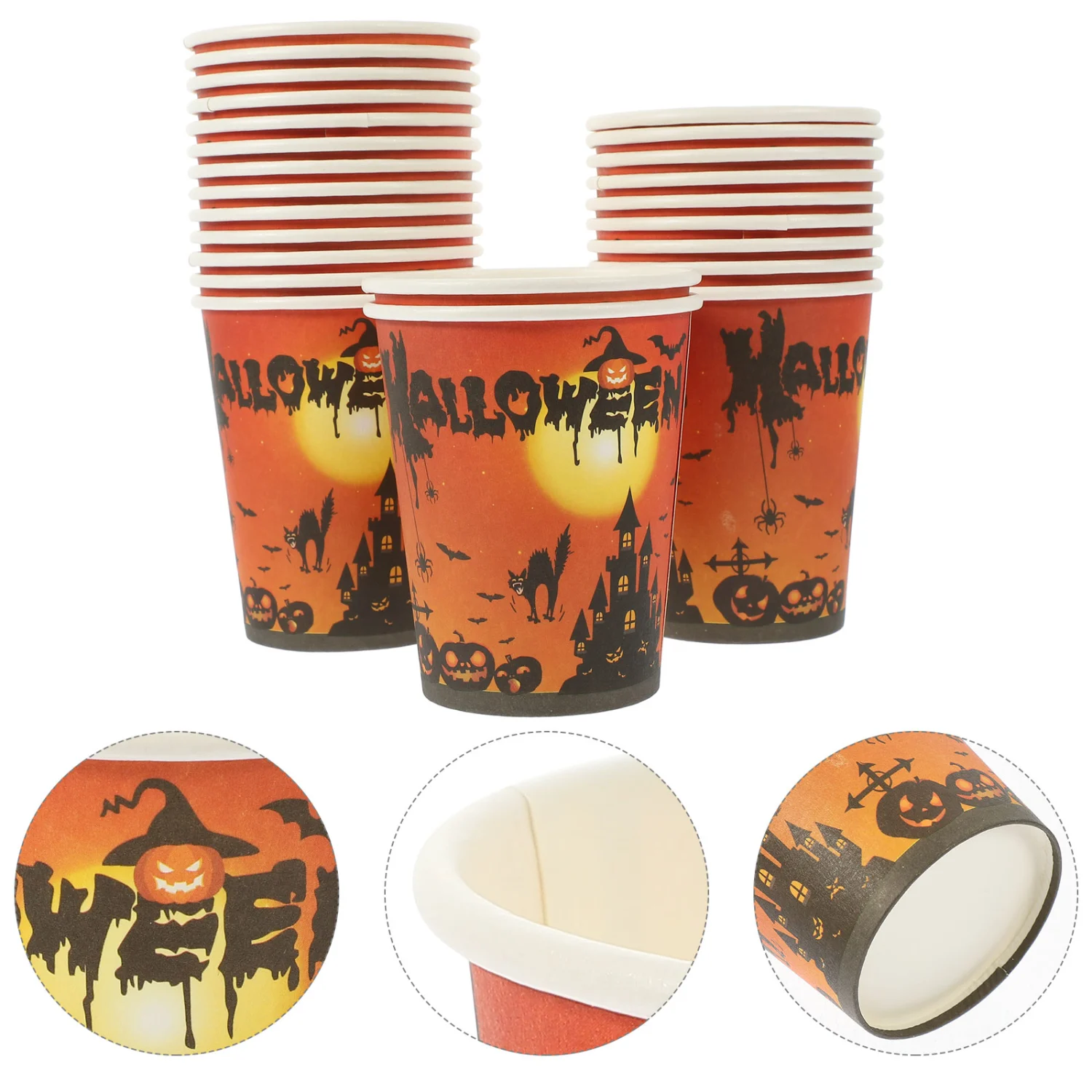 24pcs Halloween Party Supplies Paper Dinnerware Halloween Paper Cups Halloween Party Favors