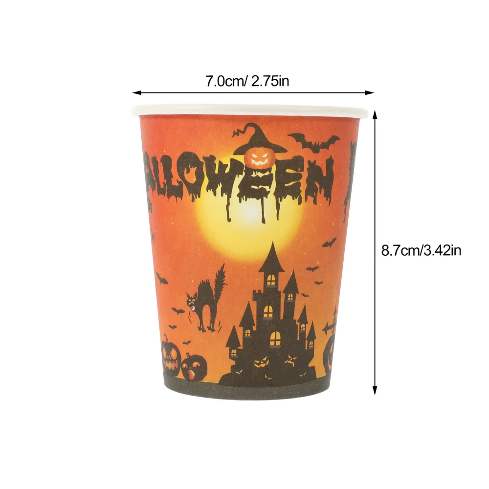 24pcs Halloween Party Supplies Paper Dinnerware Halloween Paper Cups Halloween Party Favors