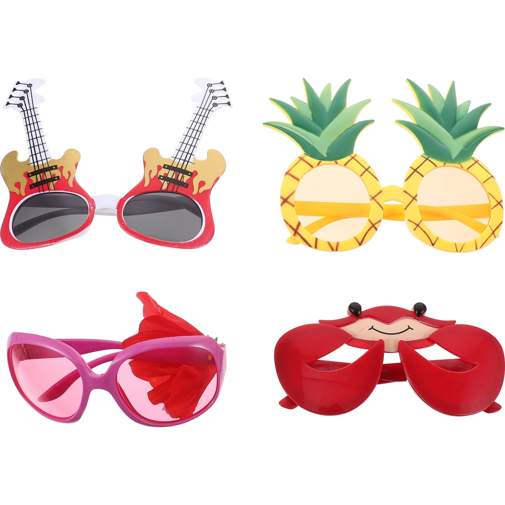 4pcs Luau Party Sunglasses Novelty Party Glasses Funny Hawaiian Glasses Props