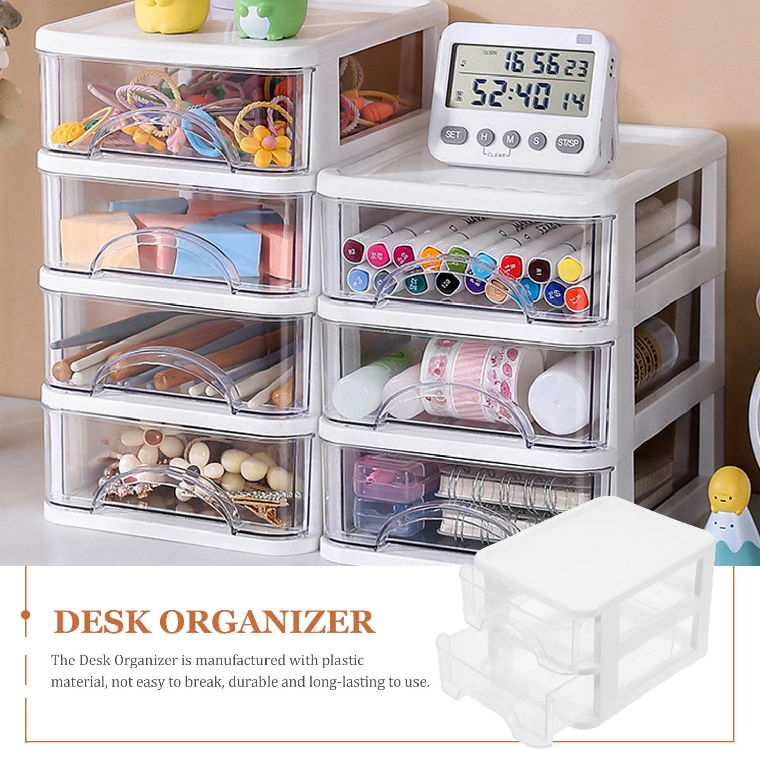 Desk Organizer Drawer Type Storage Box Stationery Storage Case Multi-function Stationery Organizer