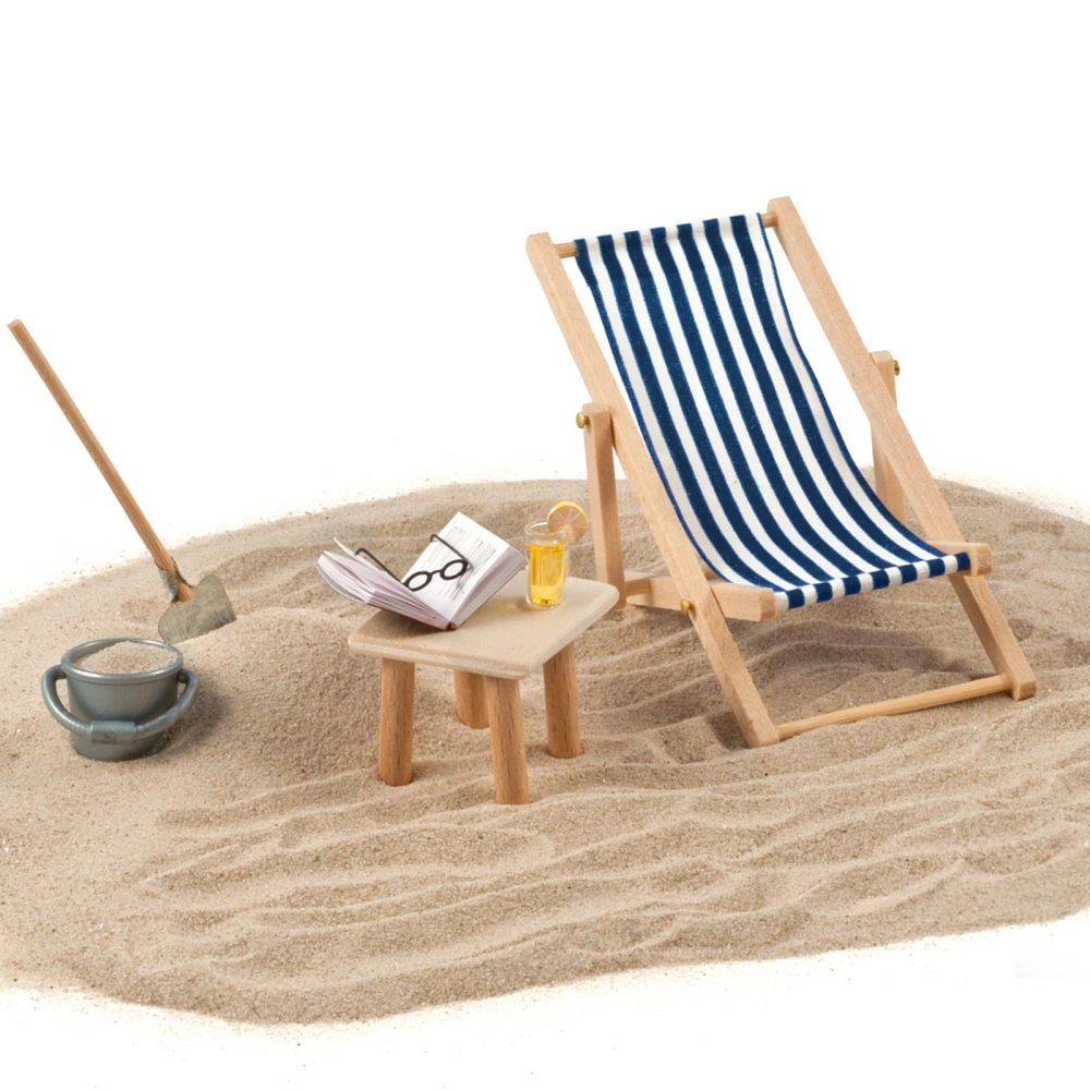 1 set of Mini Beach Chair Miniature Decorative Table Chair Lounge Beach Chair Mini Folding Chair