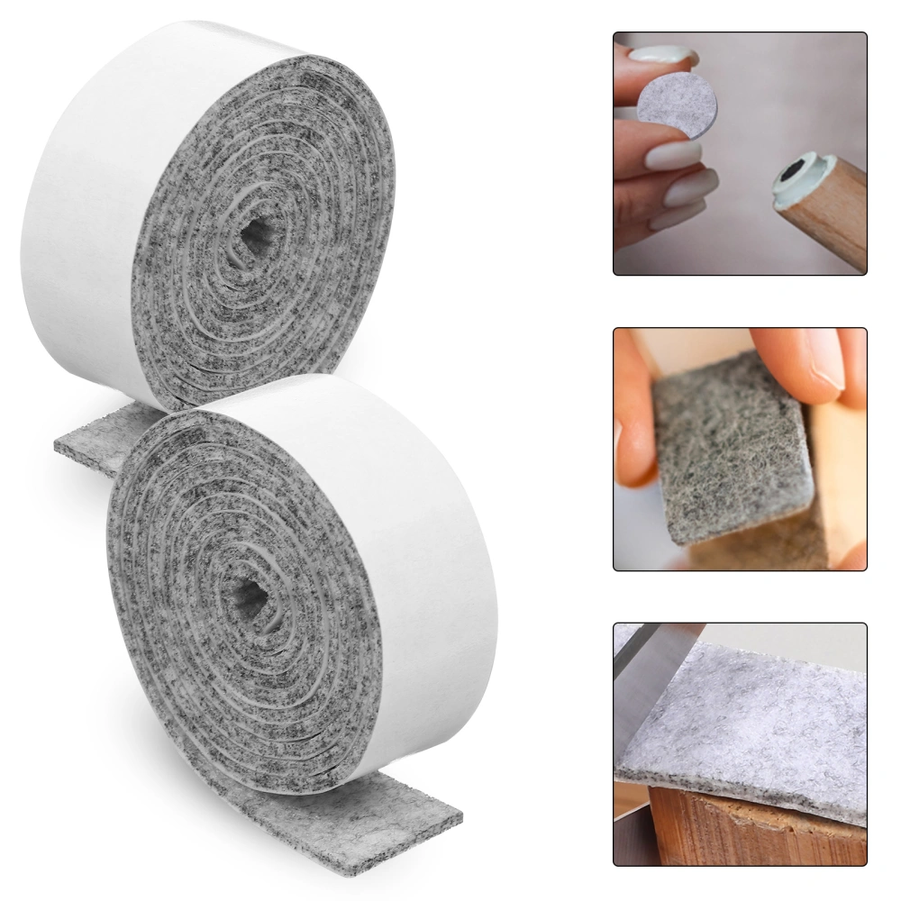 4 Rolls Furniture Felt Strips Self Adhesive Pads Anti-skid Chair Leg Floor Protectors for Furniture Feet