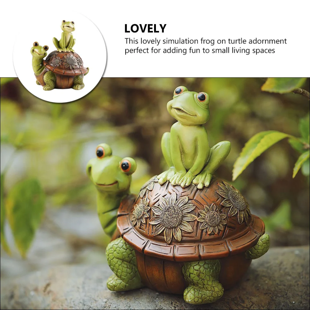 Garden Resin Frogs-shaped Turtle Ornament Adorable Outdoor Yard Adornment