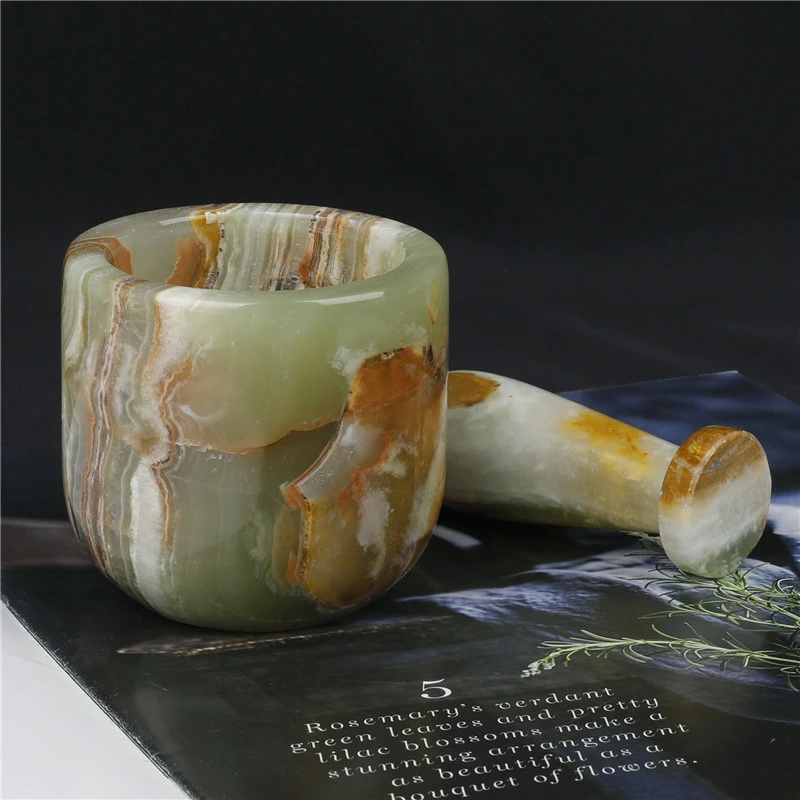1 Set Mortar and Pestle Stone Grinder Crusher Grinding Bowl Garlic Press Spice Grinder