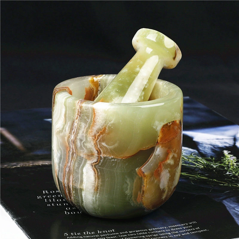 1 Set Mortar and Pestle Stone Grinder Crusher Grinding Bowl Garlic Press Spice Grinder