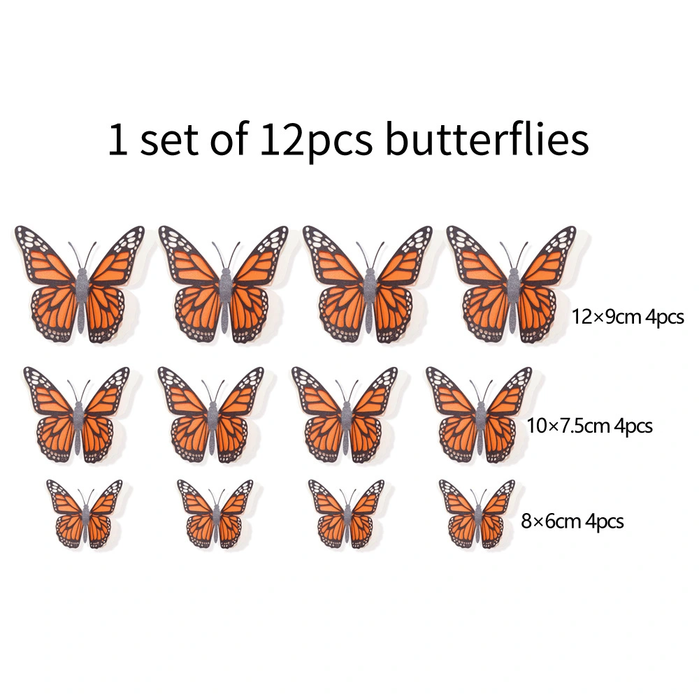 12pcs 3D Butterflies Party Stickers Decorations 3-layer DIY Butterflies Decals