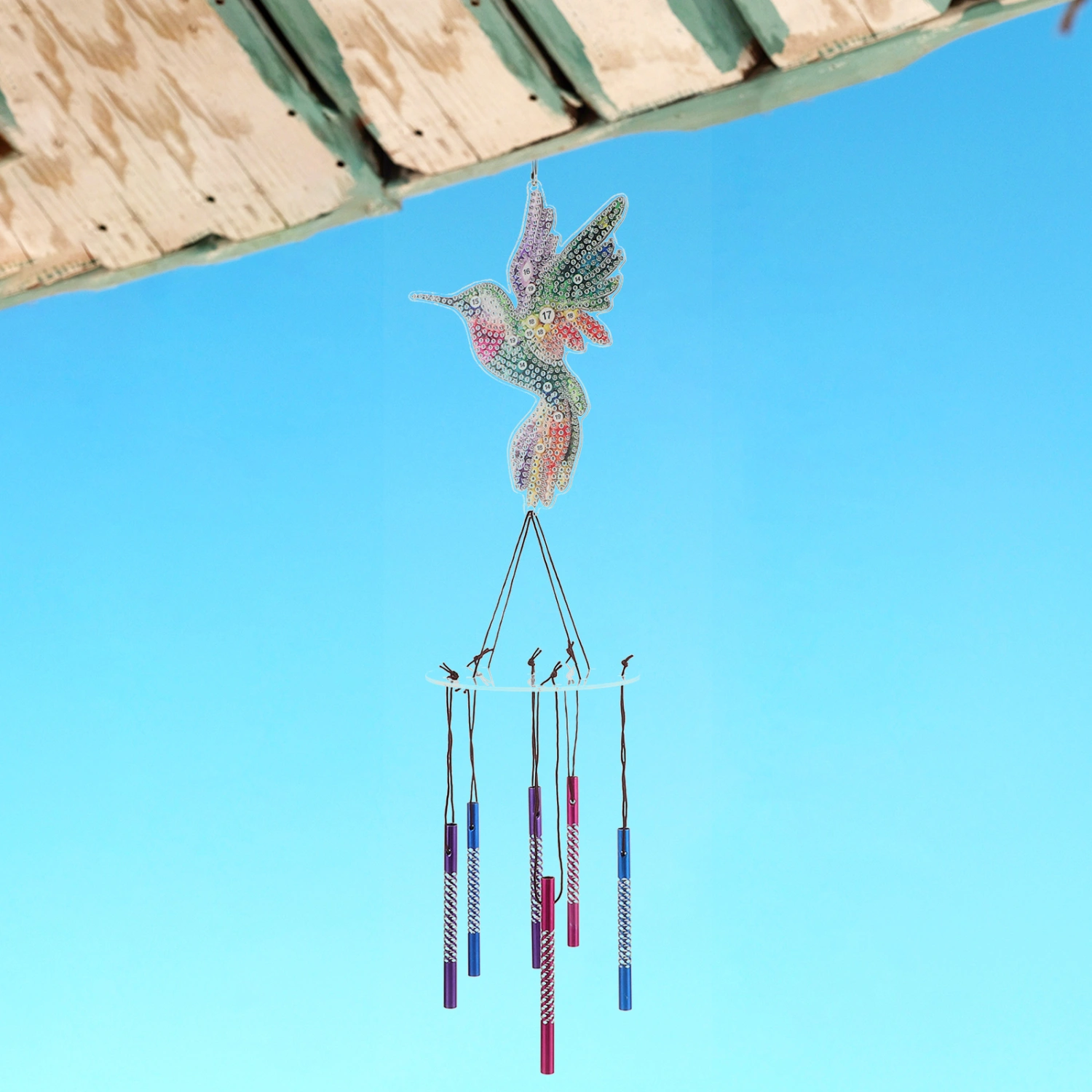 1 Set of Diamond Drawing Wind Chime DIY Set Bird Wind Chime DIY Set Decorative Bird Wind Bell Set