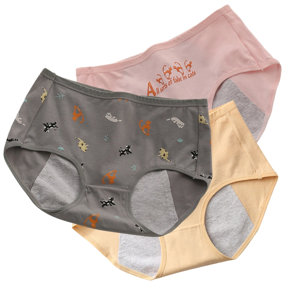 3Pcs Women Menstrual Period Briefs Breathable Cotton Briefs Leakproof Period Underpants