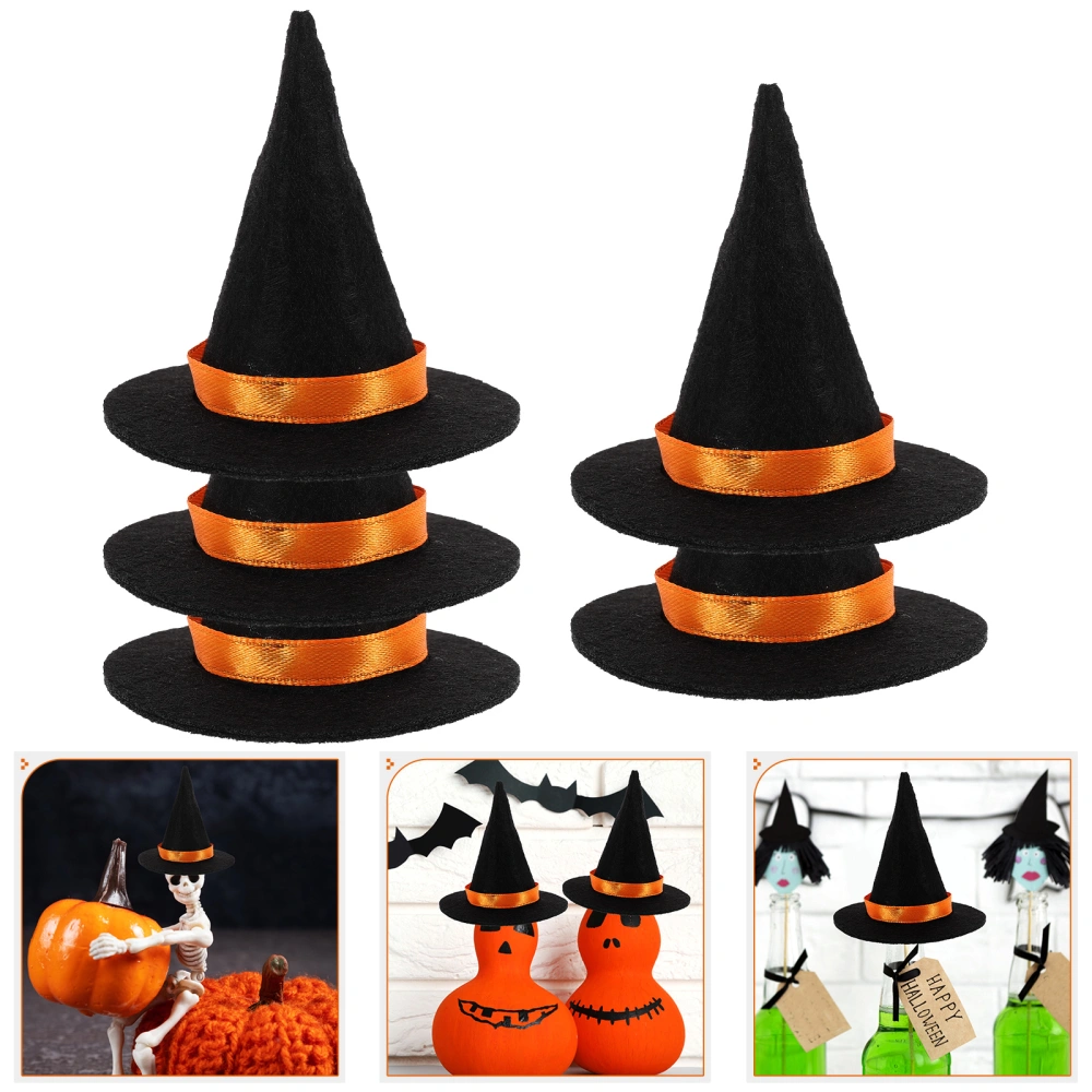 5pcs Mini Halloween Witch Hats Party Hat Wine Bottle Hats Scene Layout Decoration